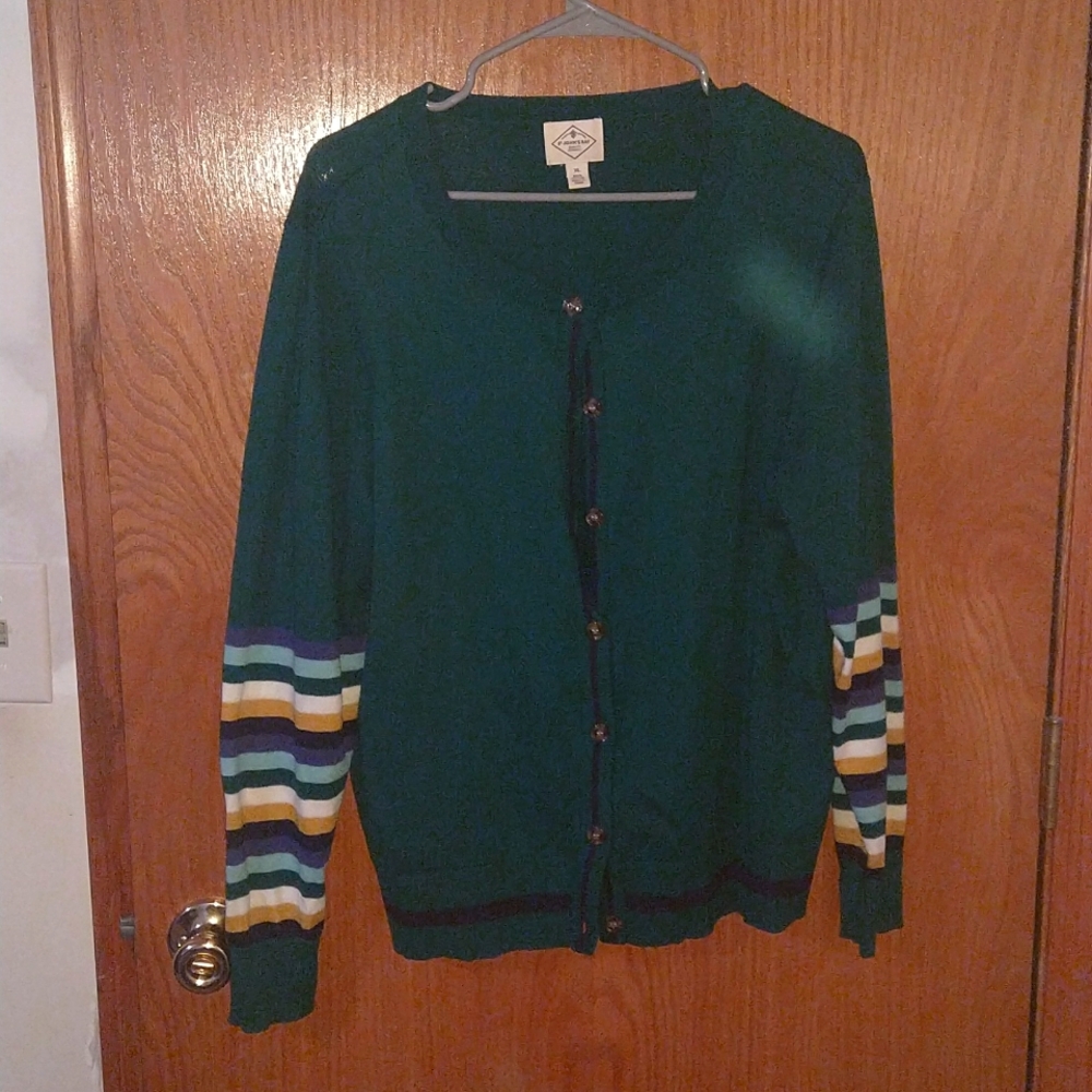 XL St Johns Bay Striped Cardigan